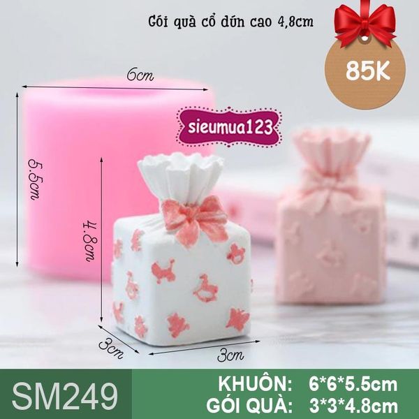 Khuôn silicon gói quà cổ dún cao 4,8cm ( SM249 )