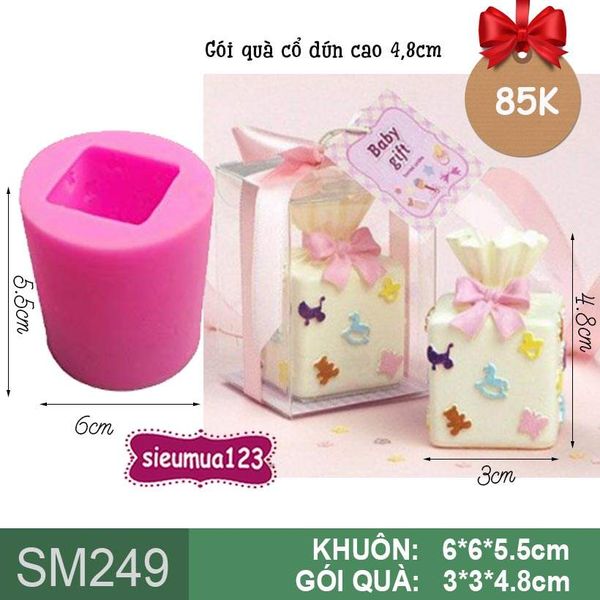 Khuôn silicon gói quà cổ dún cao 4,8cm ( SM249 )