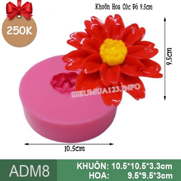 Khuôn silicon Hoa Cúc Đỏ 9.5cm làm rau câu ( ADM8 )