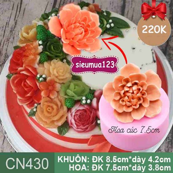 Khuôn silicon hoa cúc cánh cam 7,5cm ( CN430 ) làm rau câu