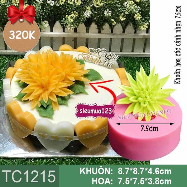 Khuôn silicon hoa cúc cánh nhọn 7,5cm ( TC1215 )