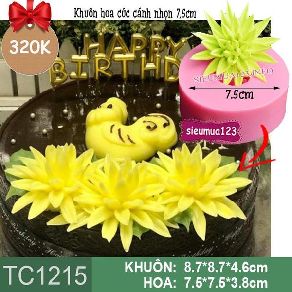 Khuôn silicon hoa cúc cánh nhọn 7,5cm ( TC1215 )