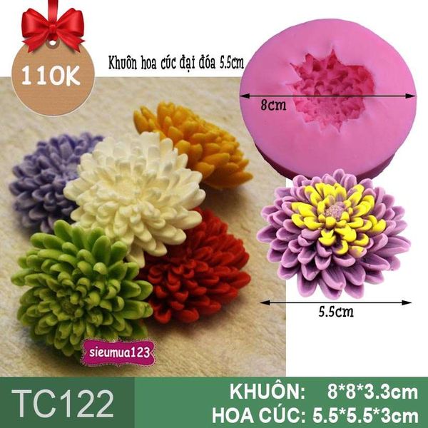 Khuôn rau câu silicon hoa cúc đại đóa 5.5cm ( TC122 )