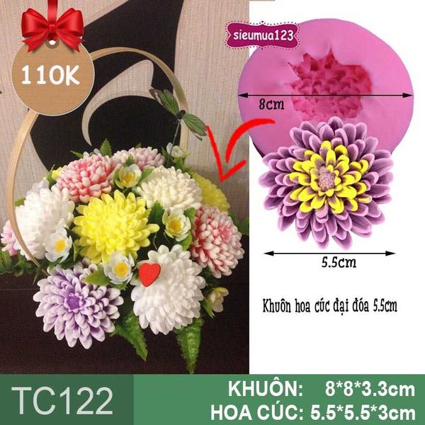 Khuôn rau câu silicon hoa cúc đại đóa 5.5cm ( TC122 )