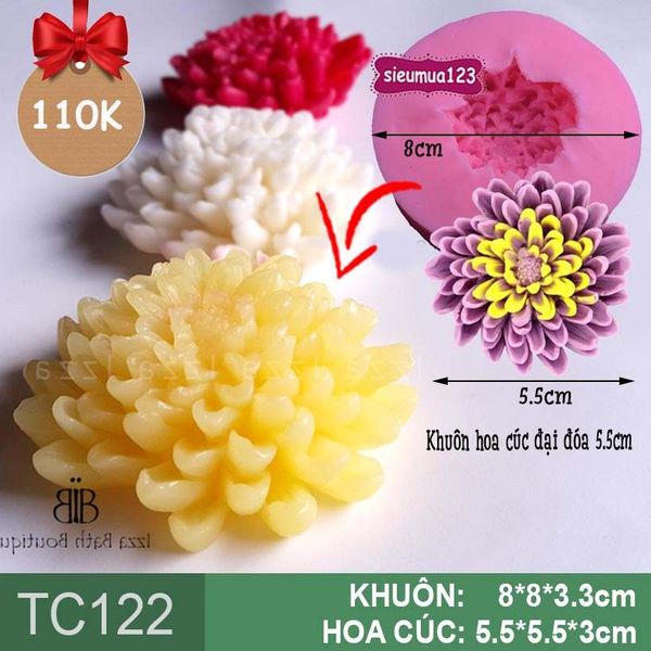 Khuôn rau câu silicon hoa cúc đại đóa 5.5cm ( TC122 )