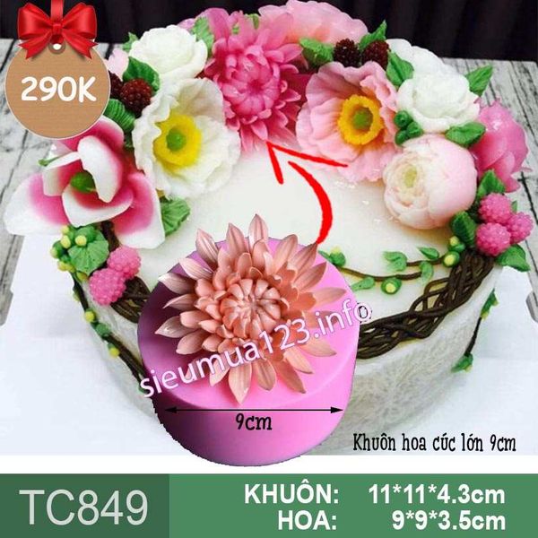 Khuôn silicon hoa cúc đại cánh nhọn lớn 9cm ( TC849 )