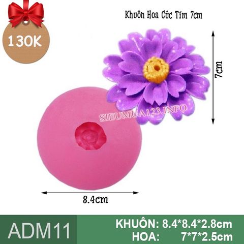 Khuôn rau câu silicon 4d : Khuôn Hoa Cúc Tím 7cm ( ADM11 )