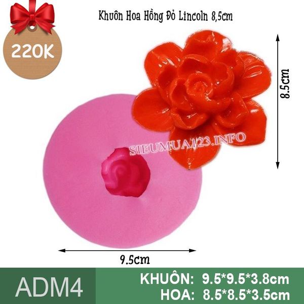 Khuôn silicon Hoa Hồng Đỏ Lincoln 8,5cm làm rau câu ( ADM4 )