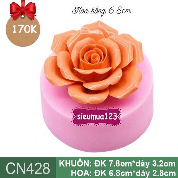 Khuôn silicon hoa hồng cam 6,8cm ( CN428 ) làm rau câu