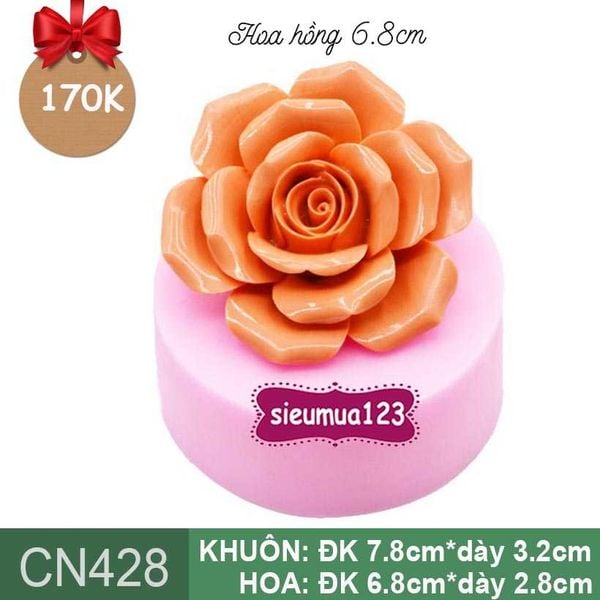 Khuôn silicon hoa hồng cam 6,8cm ( CN428 ) làm rau câu