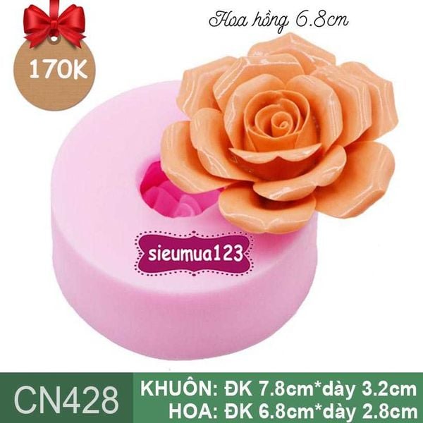 Khuôn silicon hoa hồng cam 6,8cm ( CN428 ) làm rau câu