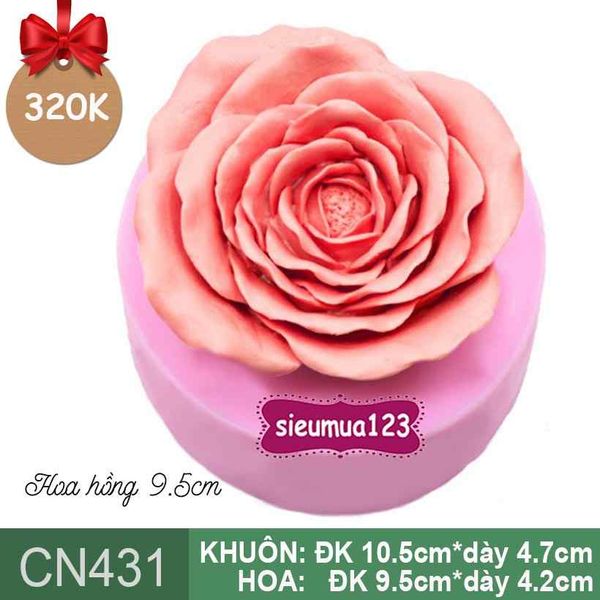Khuôn silicon hoa hồng thắm nhiều tầng to 9,5cm ( CN431 ) 397gr
