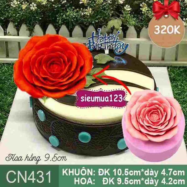 Khuôn silicon hoa hồng thắm nhiều tầng to 9,5cm ( CN431 ) 397gr