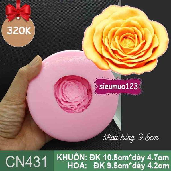 Khuôn silicon hoa hồng thắm nhiều tầng to 9,5cm ( CN431 ) 397gr