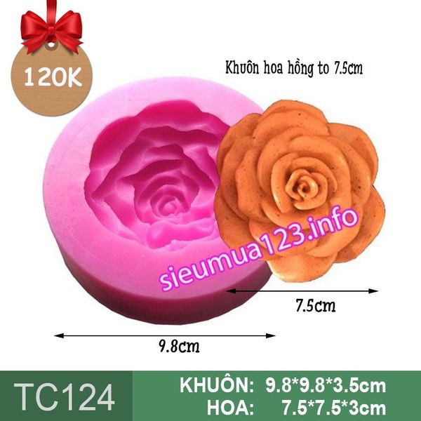 Khuôn silicon làm rau câu Hoa Hồng Nở Xòe To 7.5cm ( TC124 )