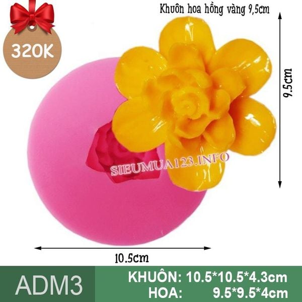 Khuôn silicon hoa hồng vàng 9,5cm làm rau câu ( ADM3 )