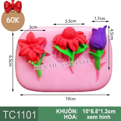 Khuôn rau câu silicon 4d : Khuôn hoa tulip hoa bồ công anh hoa lily ( TC1101 ) còn 1 cái
