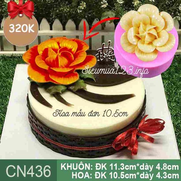 Khuôn silicon hoa mẫu đơn to nhụy xoắn 10,5cm ( CN436 )