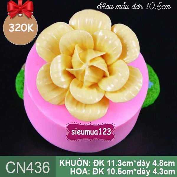 Khuôn silicon hoa mẫu đơn to nhụy xoắn 10,5cm ( CN436 )