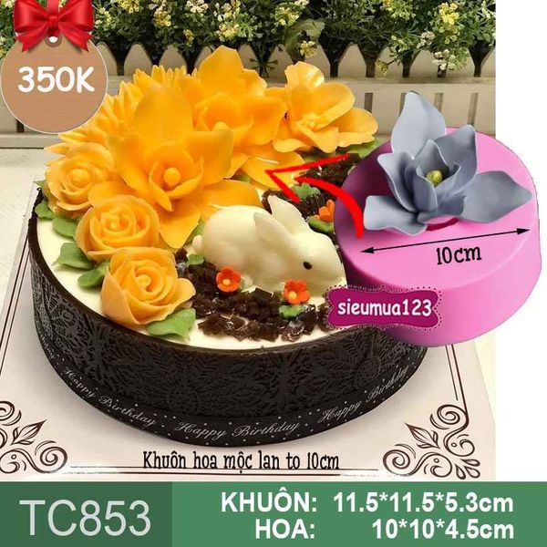 Khuôn silicon hoa mộc lan đại 9 cánh to 10cm ( TC853 )