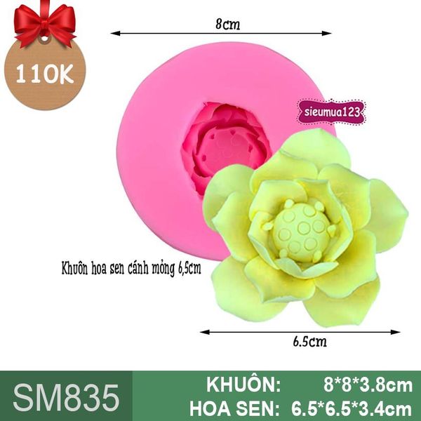 Khuôn rau câu silicon hoa sen cánh mỏng 6,5cm ( SM835 )
