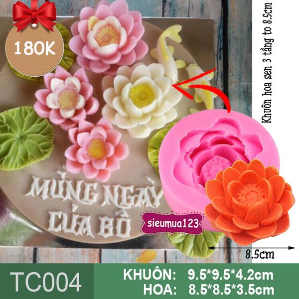 Khuôn silicon làm rau câu hoa sen 3 tầng 8,5cm ( TC004 )