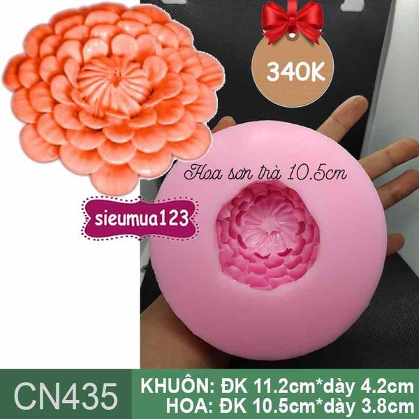 Khuôn silicon hoa sơn trà to nhiều tầng cánh 10,5cm ( CN435 )