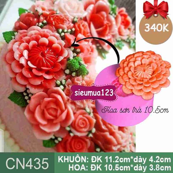 Khuôn silicon hoa sơn trà to nhiều tầng cánh 10,5cm ( CN435 )