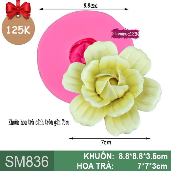 Khuôn silicon hoa trà cánh tròn gân 7cm ( SM836 )