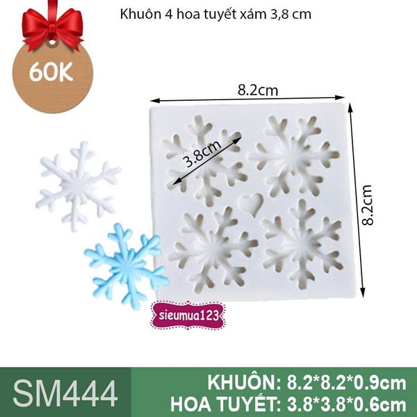 Khuôn silicon 4 hoa tuyết 3,8 cm ( SM444 )