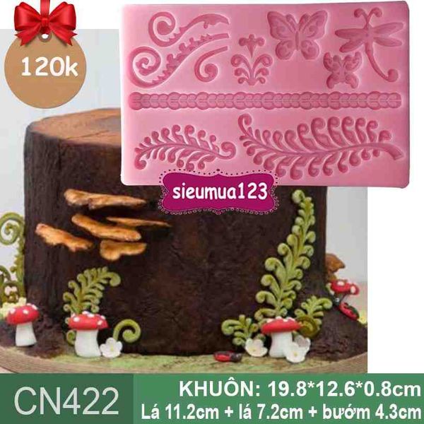 Khuôn silicon ốp viền lá dương xỉ và con bướm ( CN422 )
