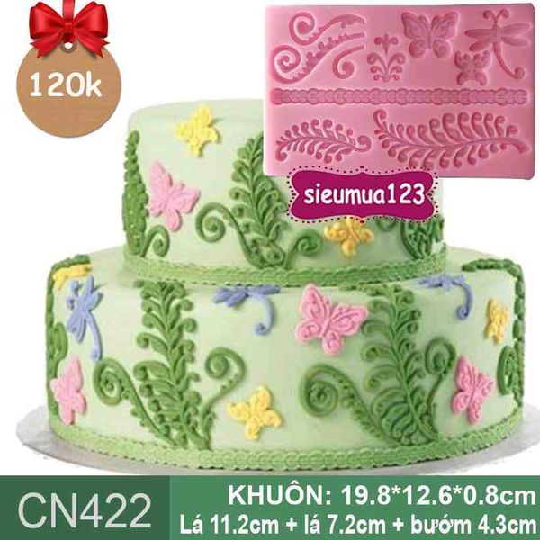 Khuôn silicon ốp viền lá dương xỉ và con bướm ( CN422 )