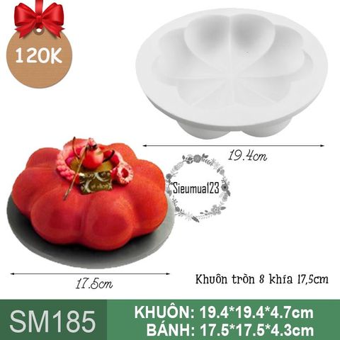Khuôn silicon làm bánh mousse : Khuôn tròn 8 khía 17,5cm ( SM185 ) còn 4 cái