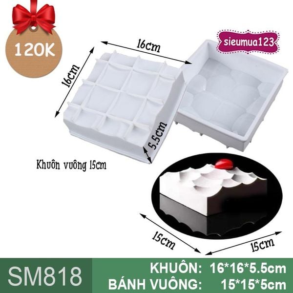Khuôn silicon mousse vuông núi trùng điệp 15cm ( SM818 ) còn 8 cái