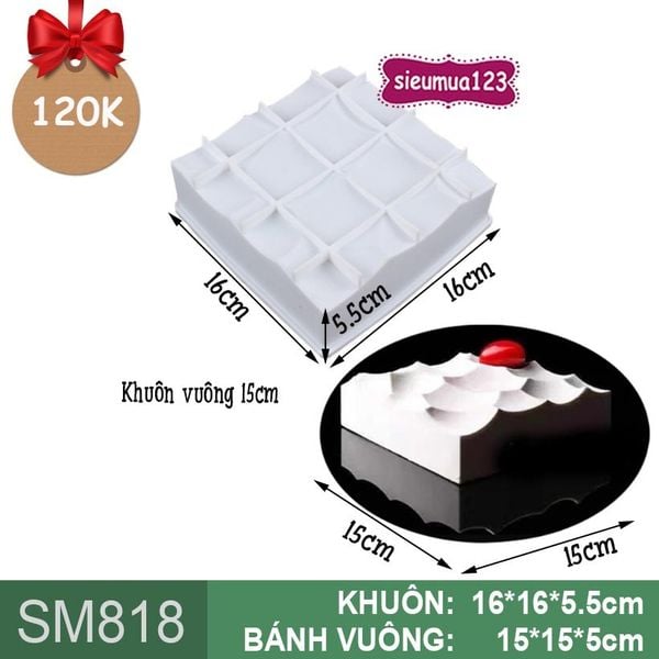 Khuôn silicon mousse vuông núi trùng điệp 15cm ( SM818 ) còn 8 cái