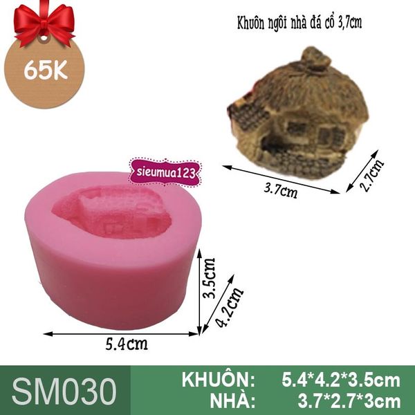 Khuôn silicon làm rau câu ngôi nhà đá cổ 3,7cm ( SM030 )
