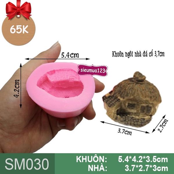 Khuôn silicon làm rau câu ngôi nhà đá cổ 3,7cm ( SM030 )