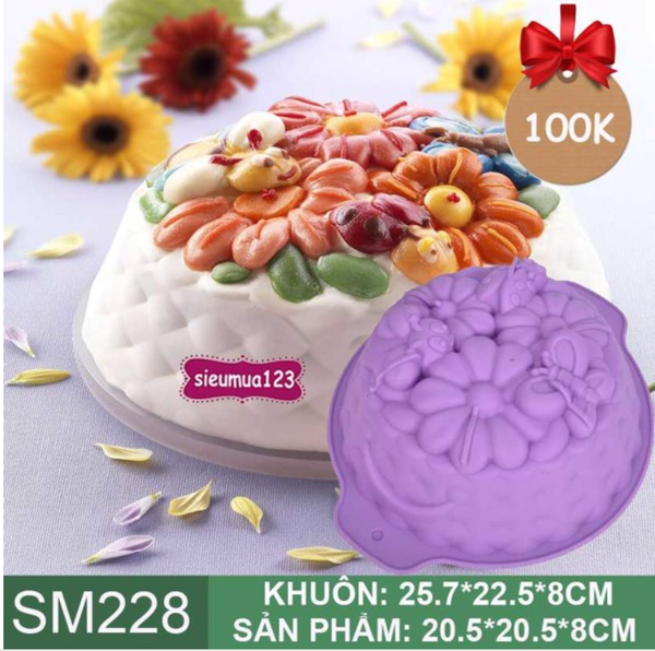 Khuôn silicon làm bánh rau câu hoa bướm bọ ong 20,5cm ( SM228 )