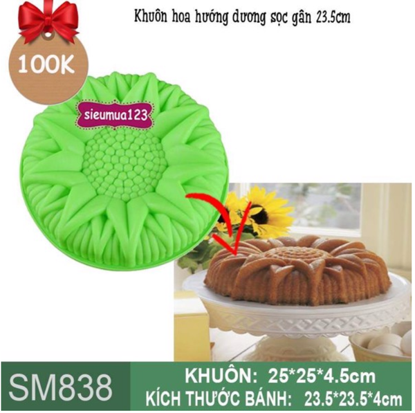 Khuôn silicon làm bánh rau câu hoa hướng dương sọc gân 23,5cm ( SM838 )