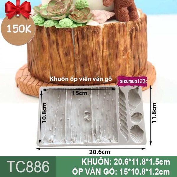 Khuôn silicon ốp viền ván gỗ dây thừng sò biển 15cm ( TC886 )