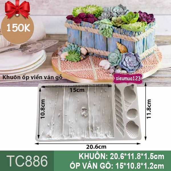 Khuôn silicon ốp viền ván gỗ dây thừng sò biển 15cm ( TC886 )