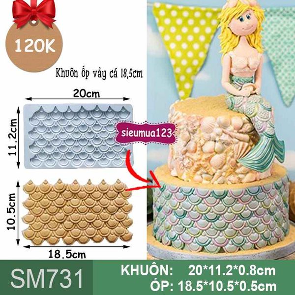 Khuôn silicon ốp viền vảy cá 18,5cm ( SM731 )