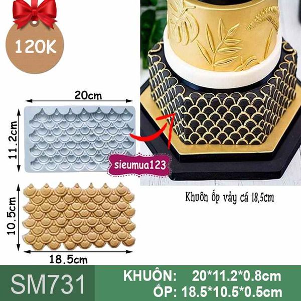 Khuôn silicon ốp viền vảy cá 18,5cm ( SM731 )