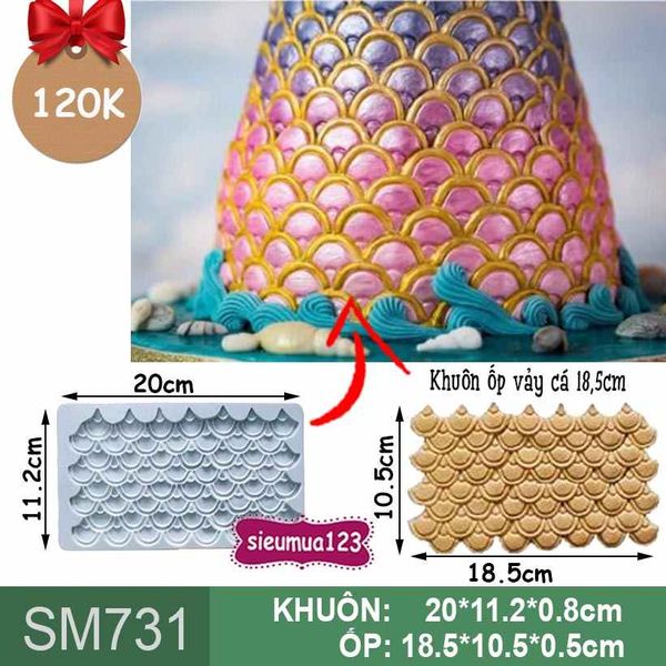 Khuôn silicon ốp viền vảy cá 18,5cm ( SM731 )