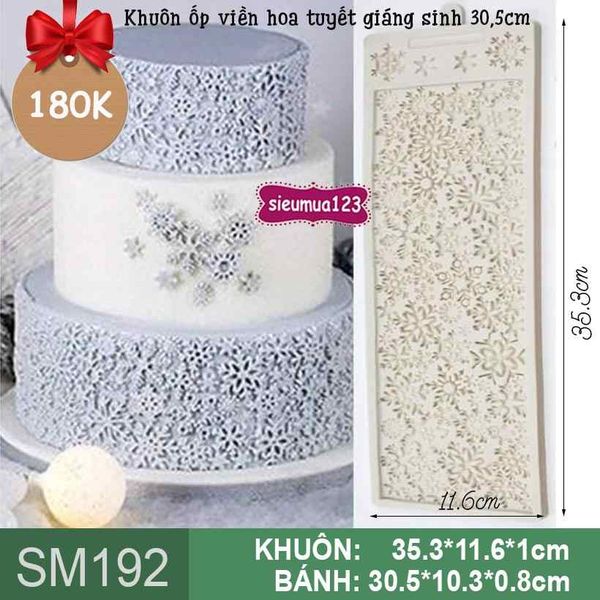 Khuôn silicon ốp viền hoa tuyết giáng sinh 30,5cm ( SM192 )