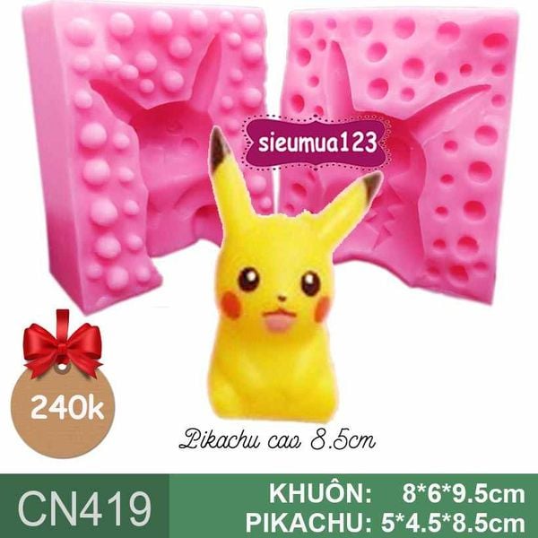 Khuôn silicon Pikachu ngồi cao 8,5cm ( CN419 )