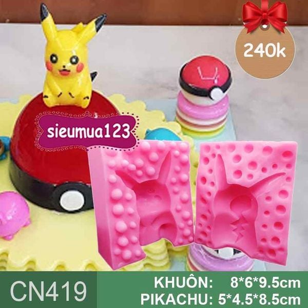 Khuôn silicon Pikachu ngồi cao 8,5cm ( CN419 )
