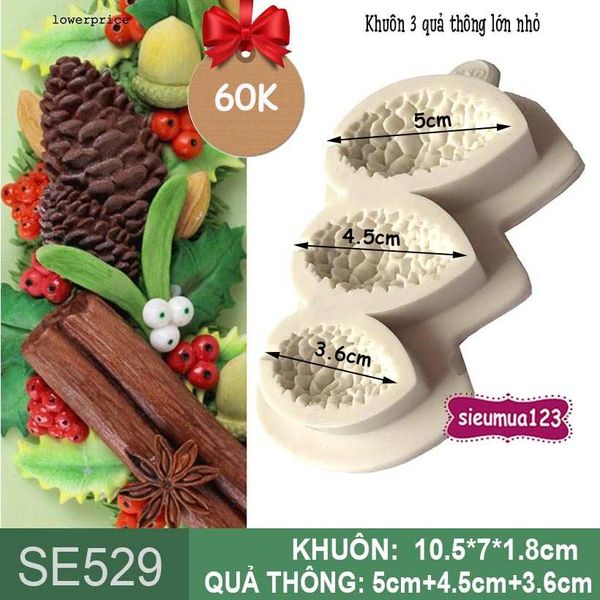 Khuôn silicon 3 quả thông lớn nhỏ ( SE529 )