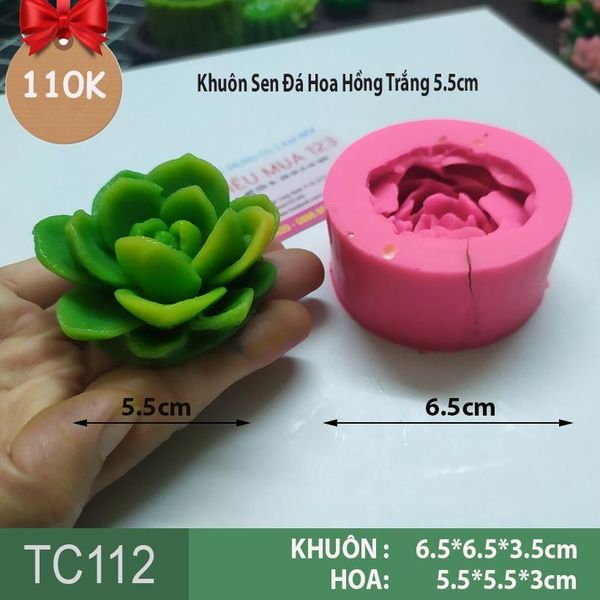 Khuôn silicon làm rau câu Sen Đá Hoa Hồng Trắng 5.5cm ( TC112 )
