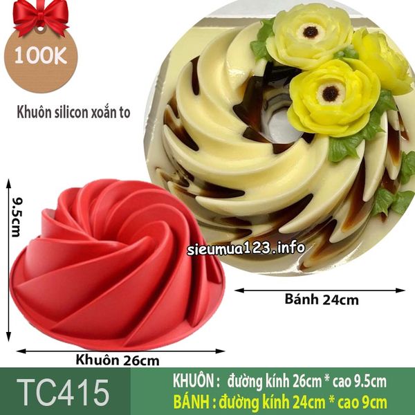Khuôn silicon làm rau câu tròn cánh nhọn xoắn cong lớn 24cm ( TC415 )